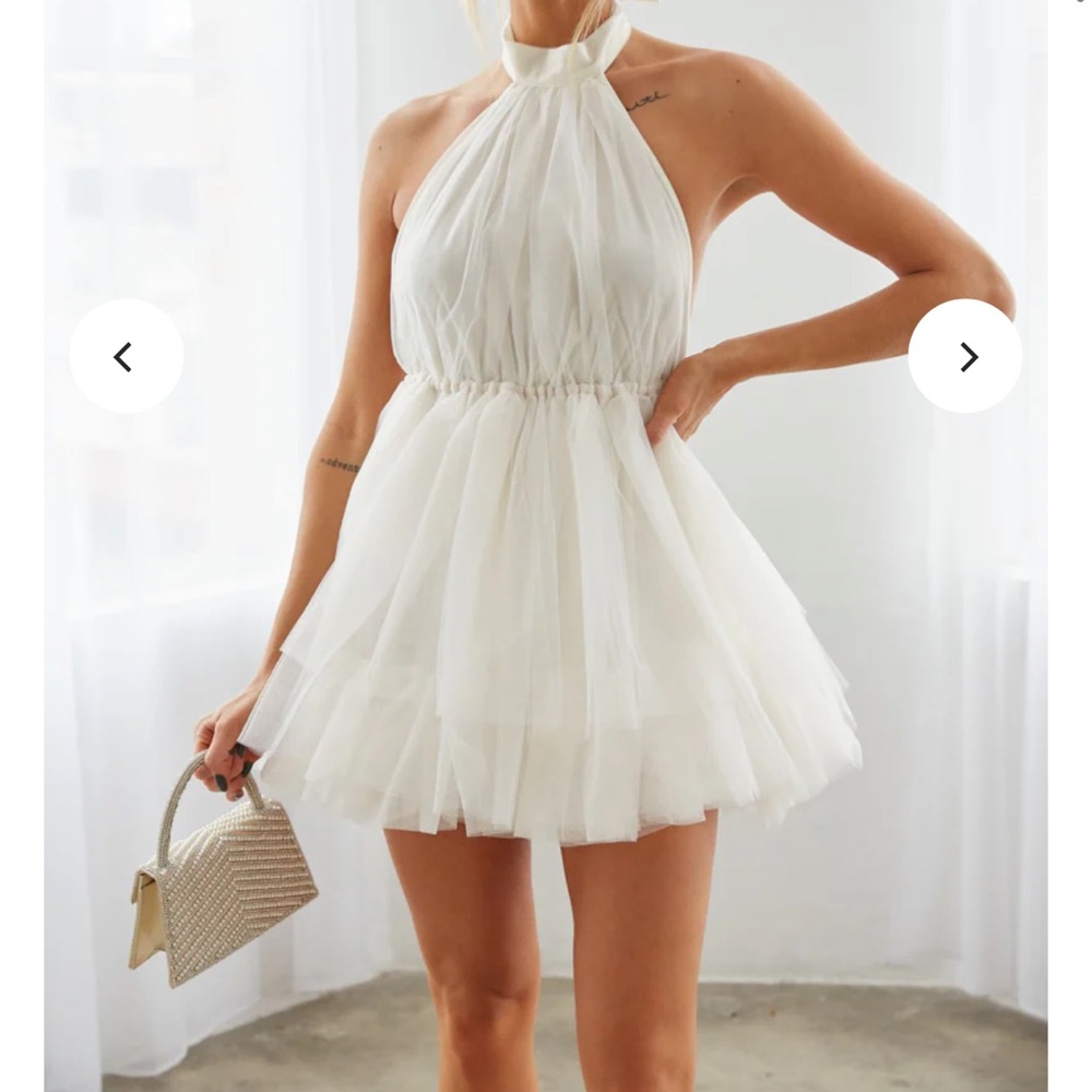 American Threads Ivory Beatrice Backless Halter Dress | Bachelorette / Bride 🤍